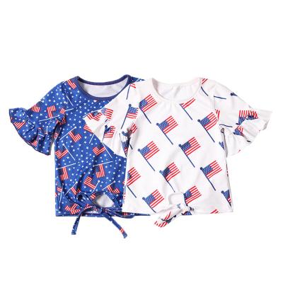 China Polyester/Cotton Independence Day Flag Printing Kids Clothes Baby T-shirt For Summer for sale