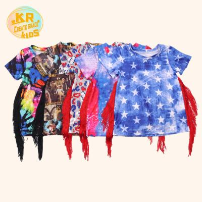 China QUICK DRY shorts Girls Independence Day T-shirts girls clothing sets baby clothes for 4th of July for sale