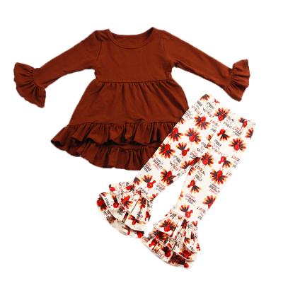 China Boutique Sweet Baby's Autumn Outfit Long Sleeve Shirt Flared Pants Suit Baby Clothes Sets For Thanksgiving Day for sale