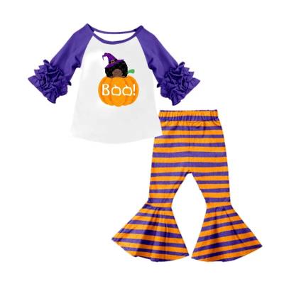 China Halloween Children Clothing Girls Boutique Bell Bottom Casual Set for sale