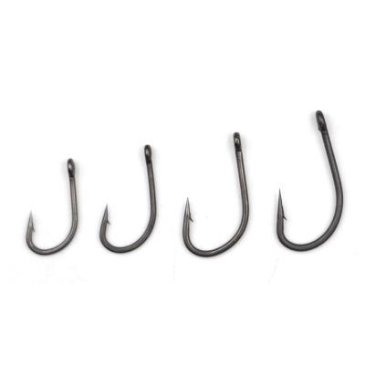 China Carp Fishing China Wholesale Gun Smoking Gray Tef Coated Carp Hooks Anti Snag Barbed Hat Hooks (10 Packs) for sale