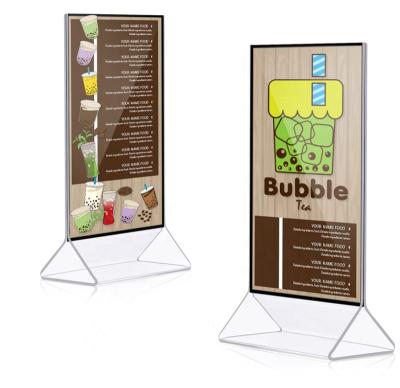 China Clear Acrylic T Shaped Desktop Reception Menu 4x6 Menu Display Stand Sign Holder for sale