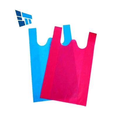 China High Quality Handled PP Nonwoven Fabric W Cut Vest Bag 60gsm Nonwoven T-shirt Bag Nonwoven T-shirt Bag for sale