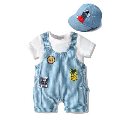 China Latest Stylish Baby Boy Clothes Organic Boys Toddler Anti-Wrinkle Clothes Boy Birthday Outfit With Hat for sale