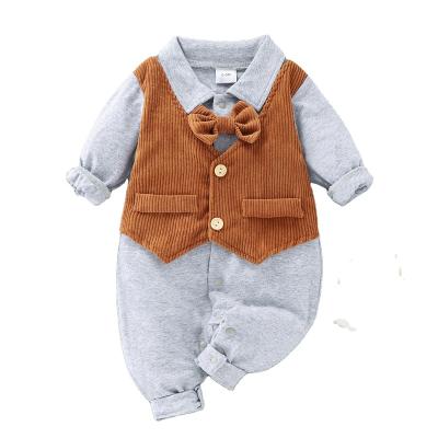 China Anti-wrinkle baby boy romper set baby cow romper black ribbed baby romper suit for sale