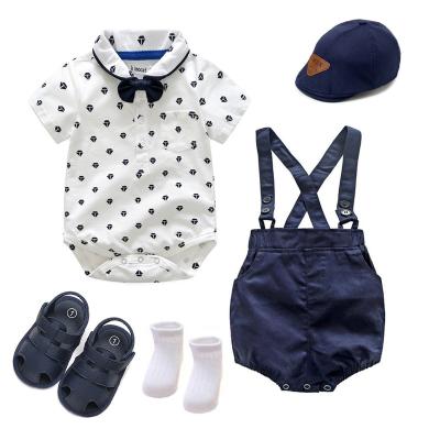 China Korean Design Anti-Shrink Babies Clothes British Style Children Set Newborn Baby Boy Clothes Summer Kids for sale