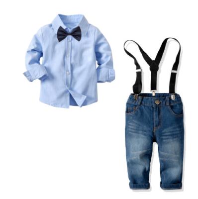 China Spring Autumn Little Boys Clothes Kids Formal Wholesale Outfit Jeans Pants 2 Pieces 1 Years Old Children Loungewear for sale