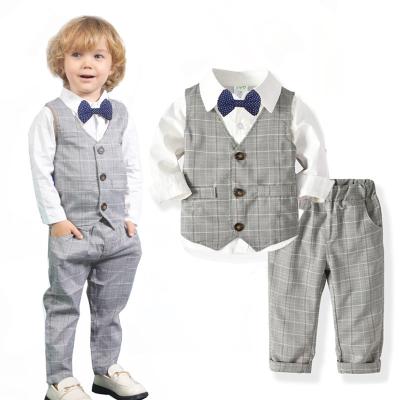 China Custom Made Western Style Anti Shrink Long Sleeve Baby Boy Suits Sets Luxury Boys Wedding Suits Boys Vest Suit for sale