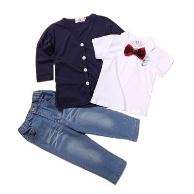 China Baby Boy 3-Piece Anti-Shrink Gentleman Clothes Baby Boy Set Clothes Fall Off Baby 2 Year Old Boys Clothes Shirt+Coats+Jeans for sale