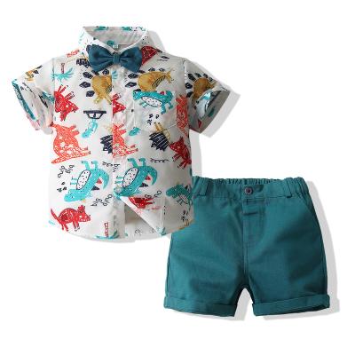 China Formal Custom Boys Clothes Set Formal Short Sleeve Shirt +Shorts 2-5 Year Old Boy Outfit Set Kids Clothing for sale