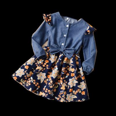 China Denim Floral Dress Washable Casual Girl 2 3 4 5 6 Years Spring Girls Summer Where Dresses For Outwear Girl Dress for sale