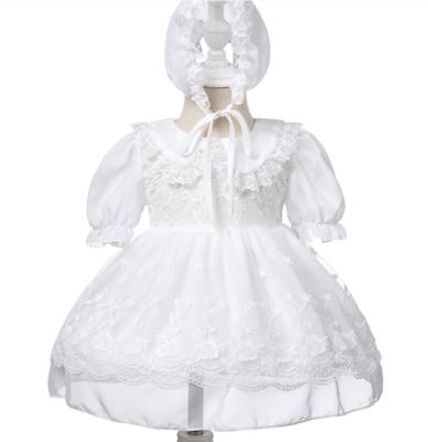 China Washable Vintage Lace Baby Gown Baptism 6 Months Baptism Gown And Gown Hood For Baby for sale