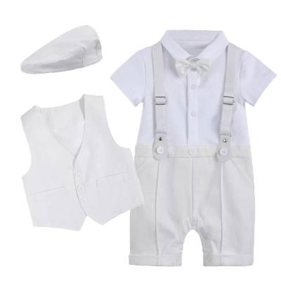 China Amazon Breathable Warm Cotton Newborn Christening Gown 0-18 Months White Baptism Party Outfits Christening Tuxedo Baptism Clothes For Baby for sale