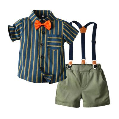 China Formal Custom Boys Outfits Suit 1-6 Years Formal Short Sleeve Shirt +Shorts Boys Clothes Set Kids Clothing for sale