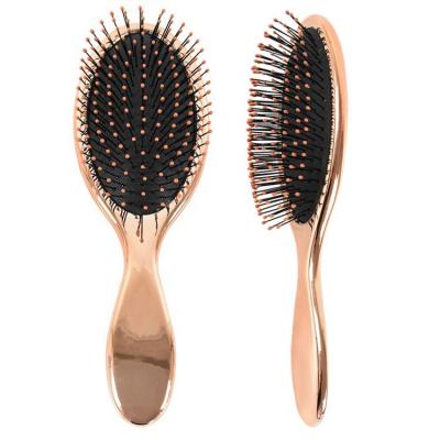 China Wholesale Factory Small MOQ Cushion Girls Princess Multicolor Massage Pad Plated Hair Brush Rose Gold Round Vent Paddle for sale