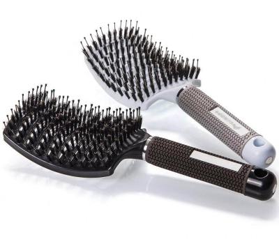 China Compact Hair Brush, Curved Professional Detangling Brush Vented Boar Hair for Long, Thick, Thin Curly & Tangled Drives for sale