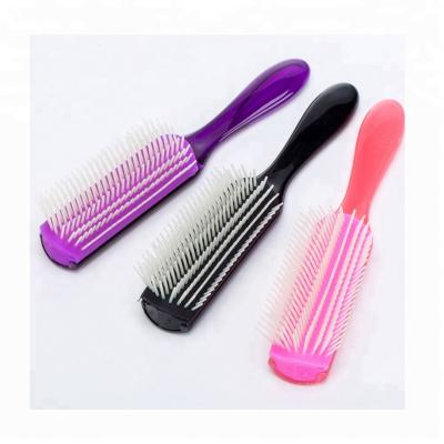 China Professional Hot Sale Denman Pin Cushion Amazon Nylon 9 Salon Rows Detangling Hair Brush for sale