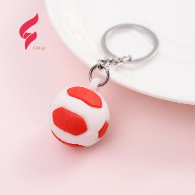 China Eco-friendly Simulation World Cup Soccer Key Chain Mini Stereo Soft Rubber Bag Pendant Sports Souvenir Peripheral for sale