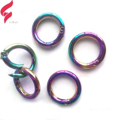 China Wholesale Eco-Friendly Bag Hardware Custom Rainbow Color Metal O Rings For Handbag Belt Buckle for sale