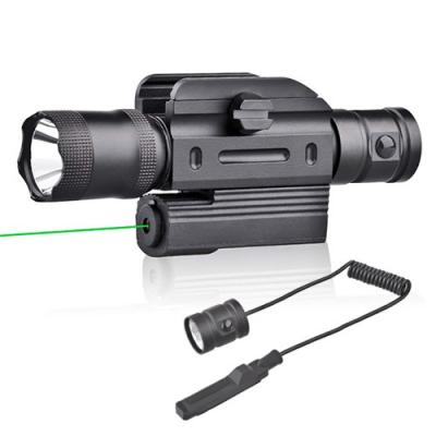 China High power 600lumen alloy 6061-T6 flashlight red green aluminum laser with 20mm rail ar15 laser flashlight combo with remote switch for sale