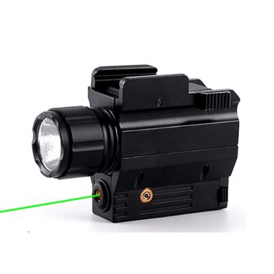 China 6061-T6 aluminum alloy compact high power 620lumen green laser indicator flashlight combined with 20mm rail ar15 laser hand gun light for sale