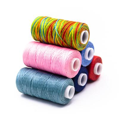 China Low shrinkage Hilo encerado 300D 100% polyester flat braided bead yarn waxed polyester for leather sewing for sale