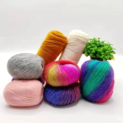 China Anti-pilling 100% Rainbow Cashmere Merino Cake Wool Chat Mohair Cashmere Yarn Soft Yarn Hand Knitting Crochet Yarn Lana Para Tejer Crochet for sale