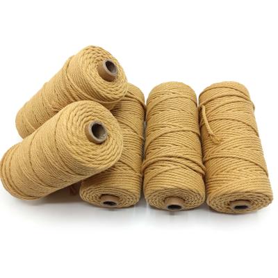 China Sustainable available in stock 3 strand 2mm 3mm 4mm polyester cotton rope for hand hook for sale