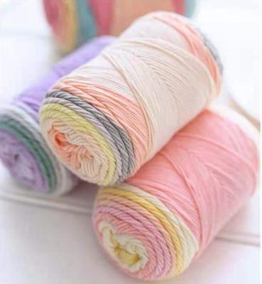 China Hot Sale 100g Natural Rainbow Cake Anti-pilling Cotton Blended Yarn For Hand Knitting for sale