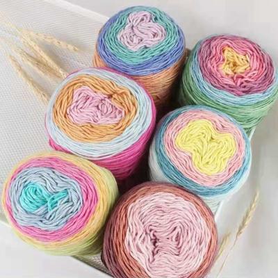 China Anti-pilling Best Quality 45%Cotton 55% Acrylic Blend Ball Cake Thread Crochet Rainbow Cotton Yarn For Crocheting for sale