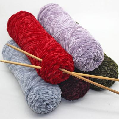 China Wholesale High Tenacity Chenille Blanket Polyester Velvet Yarn Bulky Polyester 3cm Knit Crochet Yarn For Crochet Hand Knitting for sale