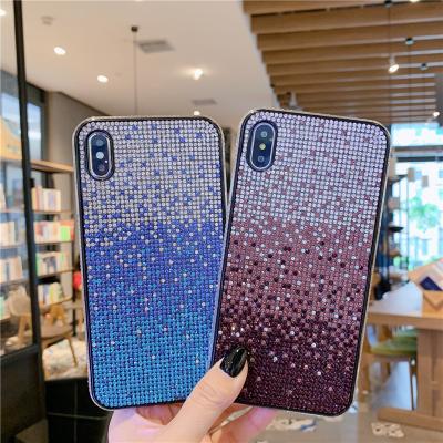 China Anti-fall Hot Sale Luxury Bling gradient Diamond Phone Case For iPhone 13 Glitter Rhinestone PC Cover For iPhone 12/11/7/8/X/XR/XS/MAX for sale