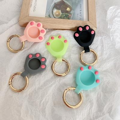 China Hot Sale 3D Anti-fall Luminous Cartoon Cat Paw Case With Key Chain For Airtag Tracker Locator Device Cute Anti-lost Soft Cover For Airtag for sale