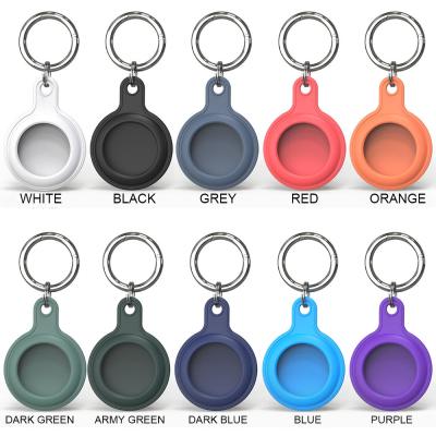 China Hot Selling Anti-drop Macaron Colors Silicone Case With Key Chain For Airtag Tracker Locator Device Simple Anti-lost Soft Cover For Airtags for sale