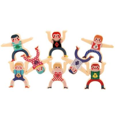 China DIY TOY 16pcs Stacking Classic Tabletop Games Hercules Acrobatic Tower Building Blocks Troupe Balance Game For Kids for sale