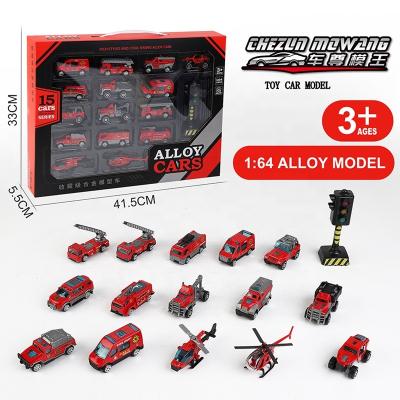 China Hand Set Fire Truck Toy Car Toy Customized Mini Alloy Diecast Multi Vehicle Models Push Forward Diecast Model Toy for sale