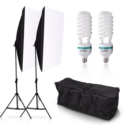 China Photography Softbox 2PCS 135W Bulb Kit 50*70cm Softbox 2PCS 135W Bulb Photo Studio Camera Lighting Equipment Light Nylon Holder Carry Bag for sale