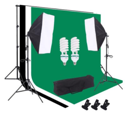 China Continuous Lighting Softbox Kit Background Soft Box Light Stand+ 3 Nonwoven Fabric Photo Studio Backdrops + 2*2M Backdrop Support Kit for sale