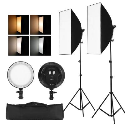 China Nonwoven Fabric Photography Kit Bi Color 3200-5600K LED Socket 2 Softbox Kit for sale