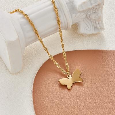 China Fashion Wholesale Women Fashion Jewelry Butterfly Necklace Tasty Stainless Steel Pendant Necklaces for sale