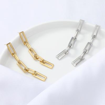 China Fashion TRENDY Wholesale Women Fine Jewelry 18k Gold Plated Stainless Steel Stud Earrings Chain Earring for sale