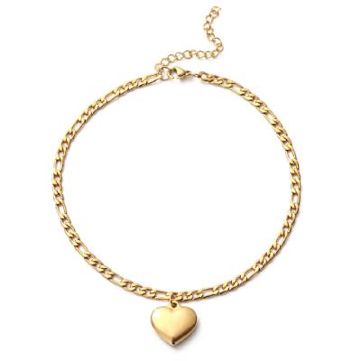 China Wholesale TRENDY heart pendant anklet chain fashion jewelry women fashion stainless steel custom anklet for sale