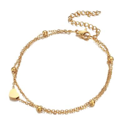 China Fashion Wholesale Women Fashion Jewelry Heart Anklet Chain Bracelets Stainless Steel Anklets for sale