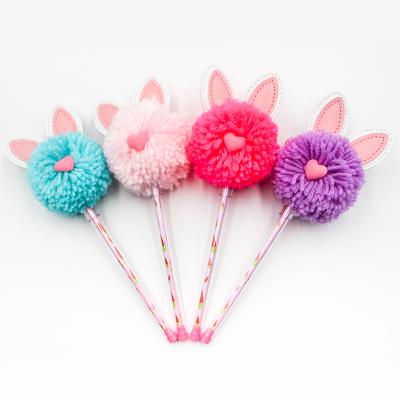 China Writing Wholesale Plumas Kawai Festival Decorations Fruit Vegetable Cartoon School Hairy Animal Girls Love Pen Point Pen Ball Pen for sale