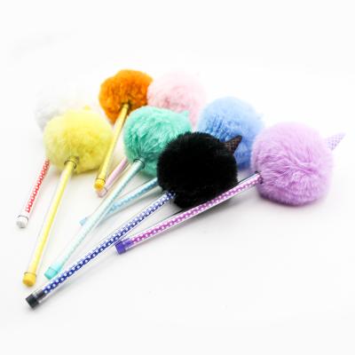 China Writing Kids Girl's Pom-Pom Crown Gel Ball-Point Pen Gift For Kids Fun Pens for sale