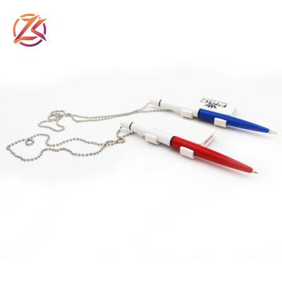 China office & School Promotion Pen Custom Logo Stick On Wall Table Pens With Metal Chain And Plastic Base for sale