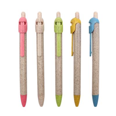 China New high quality environmental ball pen eco material 2021 promotional pen design straw ballpoint pen model for promotion for sale