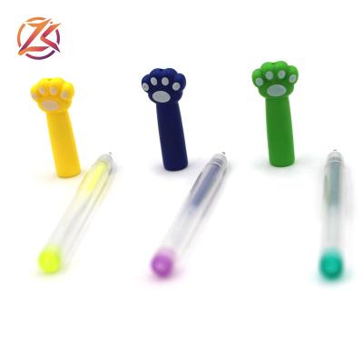 China office & Promotional Cute School Pen Mini Cartoon Bear Paw Gel Pen Translucent Pen Kwaii Highlighter Bar Pen for sale