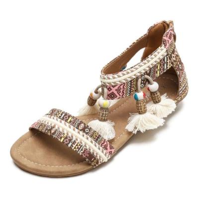 China Women Sandals Bohemian Slope Heel Sandals Seaside Sandals Roman Open Toe Sandals for sale