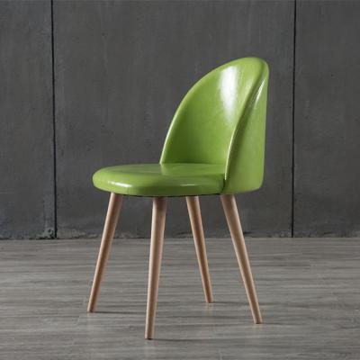 China Soft And Comfortable Minimalist Nordic Style Dining Chair Legs Green Leather Wooden Dining Chair For Living Room Hotel for sale